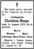 Dødsannonse Christian Riege