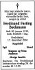 Dødsannonse Ferdinand Fasting Bøckmann