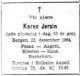 Dødsannonse Karen Jersin