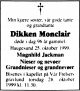 Dødsannonse Dikken Monclair