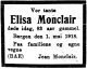 Dødsannonse Elisa Monclair