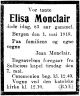 Dødsannonse Elisa Monclair