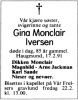 Dødsannonse Gina Monclair Iversen