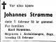 Dødsannonse Johannes Berntin Strømme