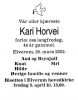 Dødsannonse Kari Horvei