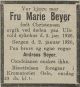 Dødsannonse Marie Beyer