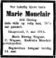 Dødsannonse Marie Monclair