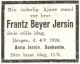 Dødsannonse Frantz Beyer Jersin