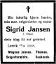 Dødsannonse Sigrid Jansen