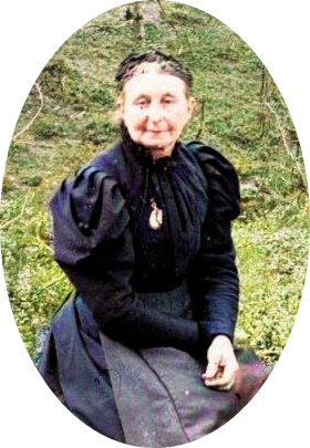 Utsnitt av: Bildet er tatt i skogen ved Hogganvik i Ryfylke 1886.