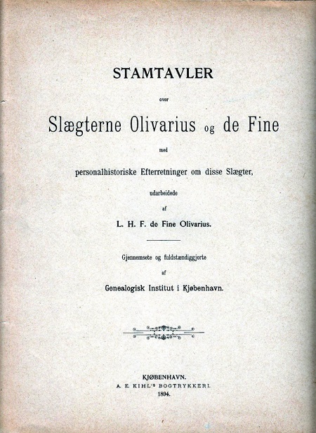 Stamtavler over slægterne Olivarius og de Fine