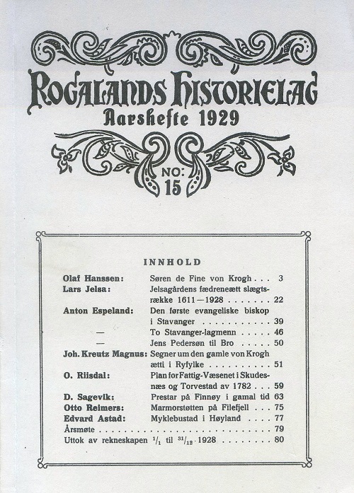 Rogalands historielag Aarshefte 1929