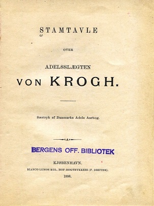 Stamtavle over adelsslegten von Krogh