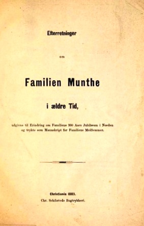 Efterretninger om Familien Munthe i ældre Tid